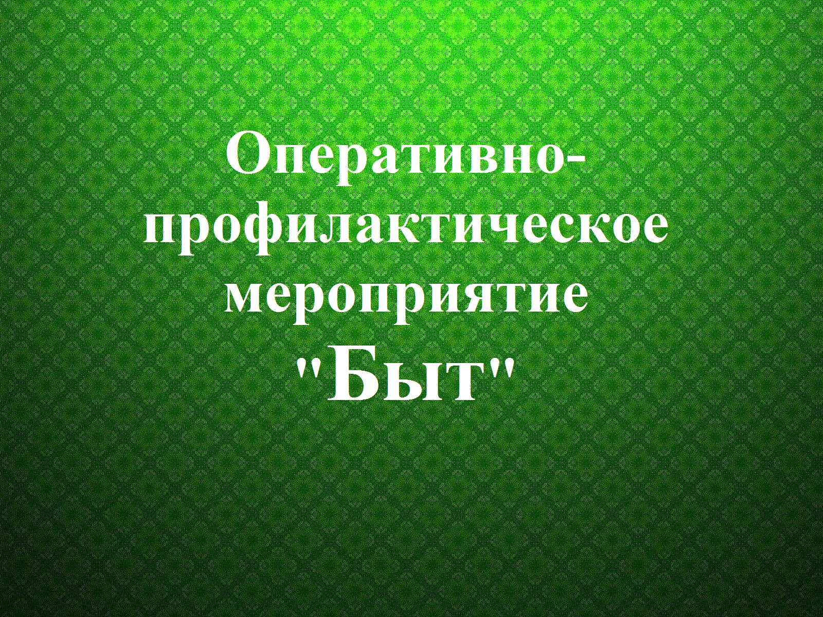 Оперативно-профилактическое мероприятие «Быт»
